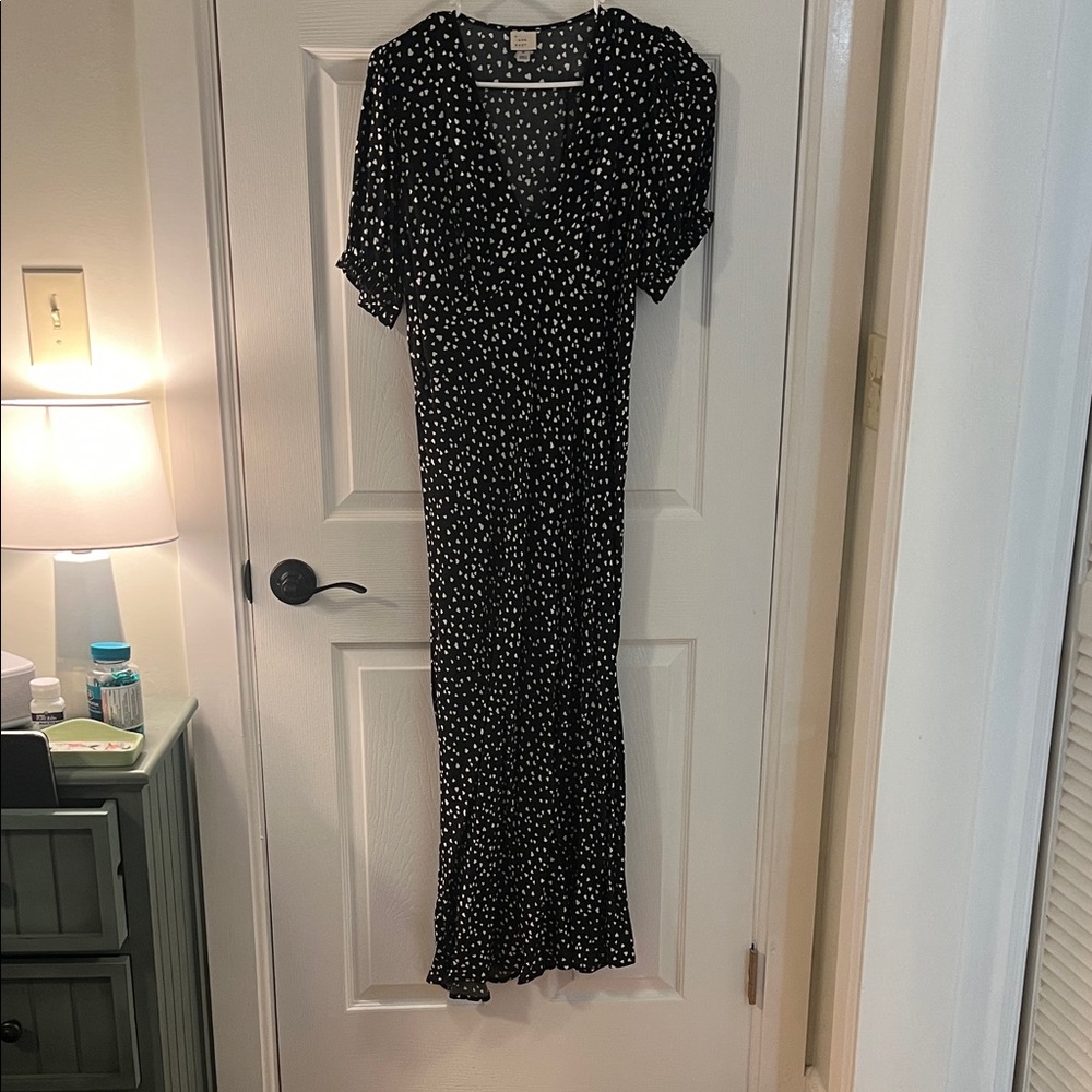 Elegant Black with White Hearts Dress